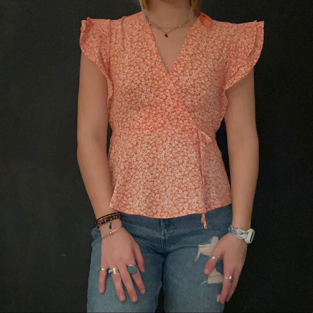 Orange blouse crop top
